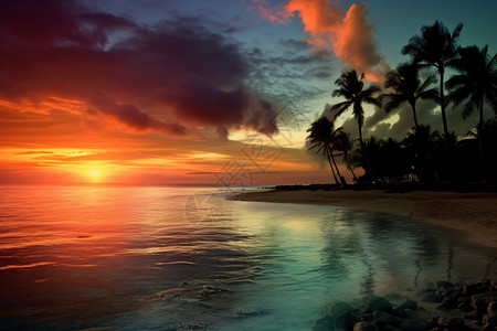 海边日落的景色图片