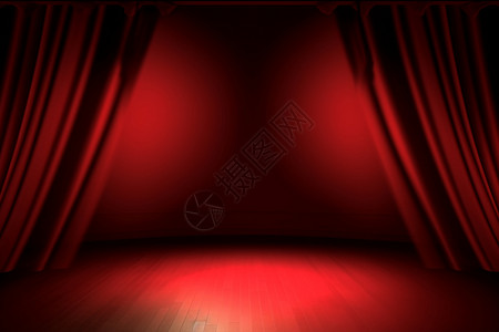 舞台剧院舞台上的红色幕布设计图片