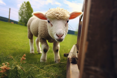牧场里的一只小羊图片