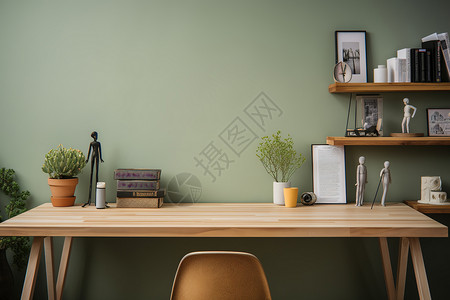 现代卧室内的书桌场景背景图片