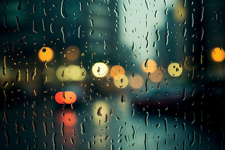 雨滴落下的玻璃景观高清图片