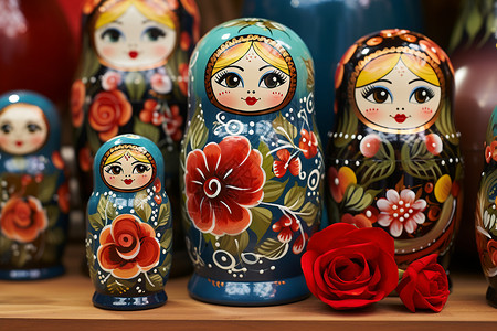 传统俄罗斯套娃背景图片