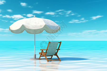 户外吊椅海边的度假椅插画