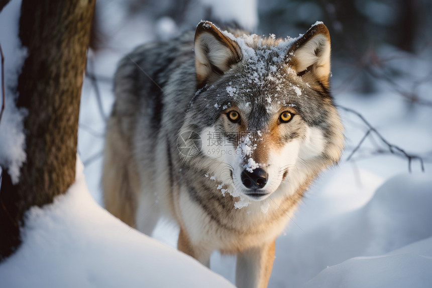 狩猎的灰狼图片