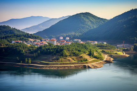 岛屿上边的湖水背景