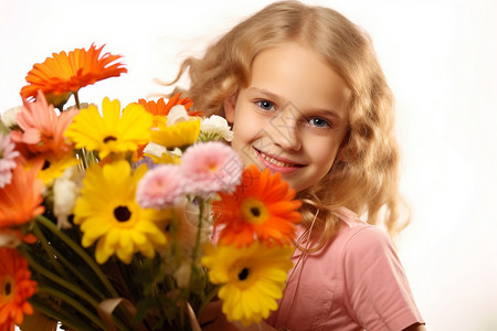 像人脸的花朵拿花朵的小女孩背景