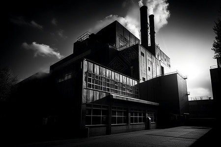 新政策尾气排放工厂的烟囱在排放尾气背景
