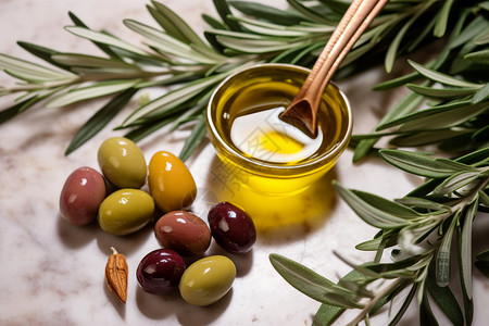 营养均衡的橄榄油背景图片
