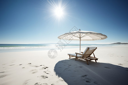 沙滩太阳伞和我沙滩上的椅子背景