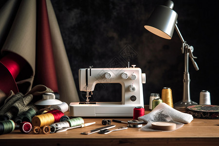 台灯DIY现代化的缝纫机背景