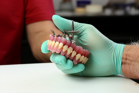 假体下巴牙齿的假体模型背景