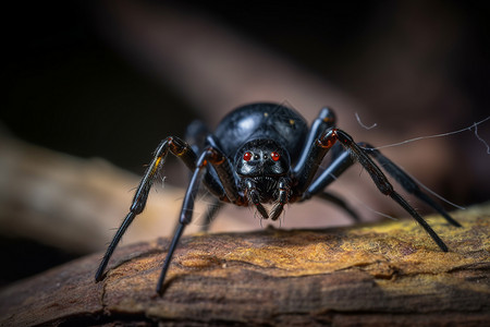 微距的黑寡妇蜘蛛高清图片