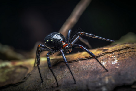 森林中的黑寡妇蜘蛛高清图片