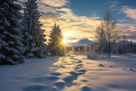 冬季阿尔卑斯山的美丽景观图片