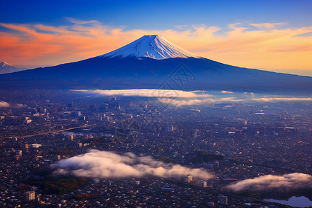 壮观的富士山景观背景图片