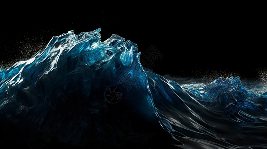 环境光层渲染由塑料废物制成的海浪照片设计图片