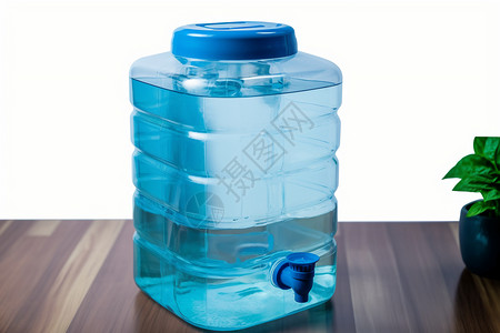 浇水水壶水桶蓝色的饮用水背景