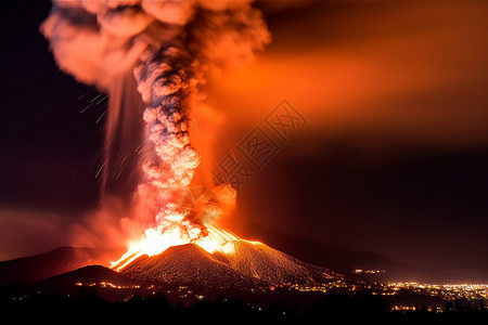 埃特纳火山壮观的火山爆发背景
