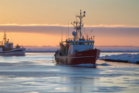 冷冻渔船返回港口图片