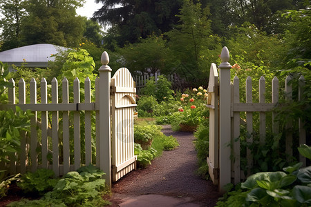 花园的栅栏门图片