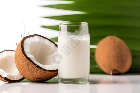 椰子分离出来的椰奶背景图片