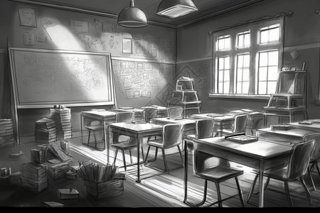 教室的桌椅背景图片
