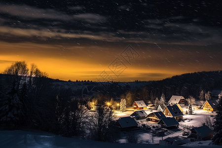 夜空下的乡村图片