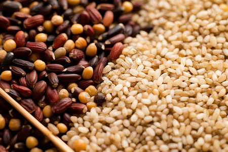 米粮各种豆类谷物背景