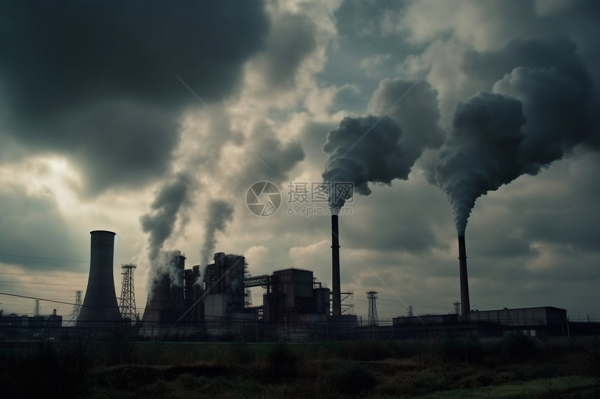 排放烟雾的发电厂图片
