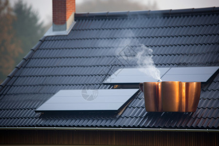 太阳能板子房顶上的能源电池板背景
