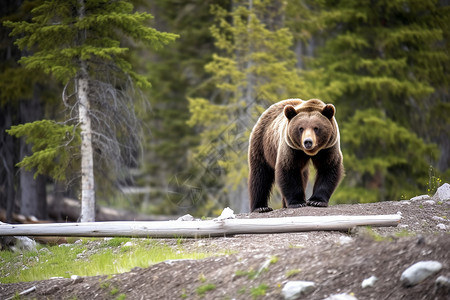 背靠大熊凶猛的棕熊背景