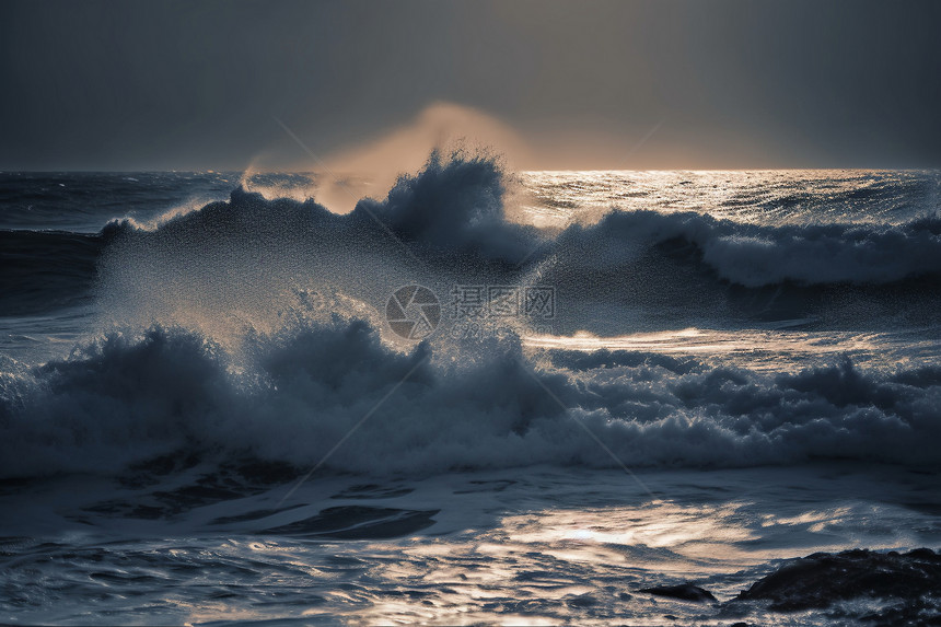 海边汹涌的海浪图片