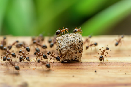 搬运木材的成群蚂蚁图片