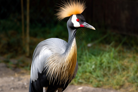 一种动物一种头顶长黄毛的鸟背景