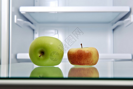 冰箱里健康的水果背景图片