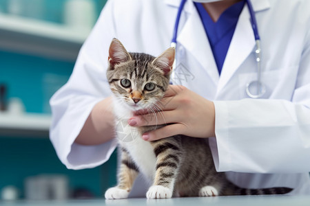 兽医在治疗猫咪背景图片