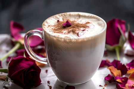一杯玫瑰咖啡高清图片