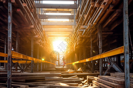 工厂内的工业木材图片
