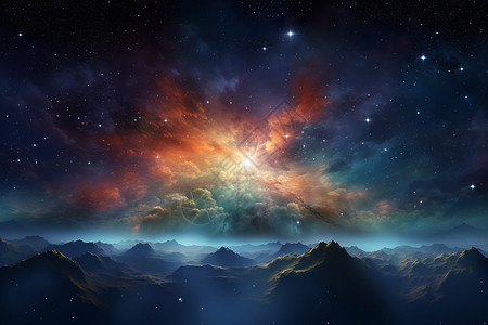 美丽的天空银河背景图片