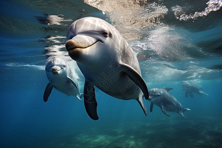 海洋中游泳的海豚图片