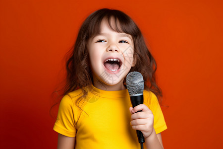 在开心唱歌的女孩背景图片