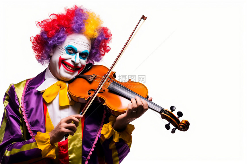 拉小提琴的小丑图片