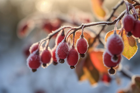 冬天树枝上的浆果图片