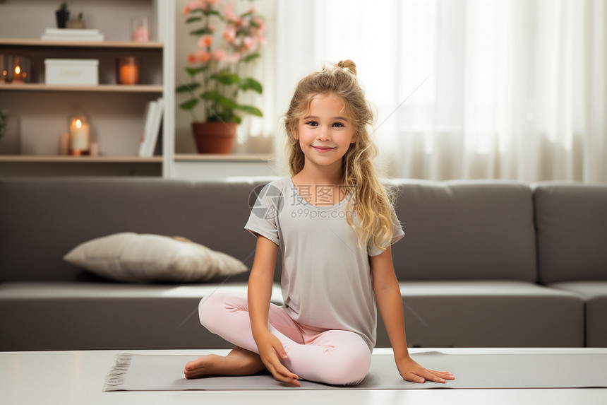 锻炼瑜伽的小女孩图片