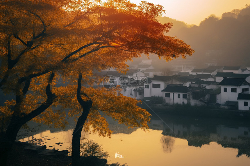 清晨的乡村美景图片