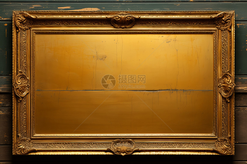 画廊的金色画框图片