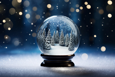 雪树的特写魔幻的水晶球设计图片