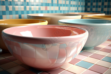 粉红色的陶瓷碗背景图片