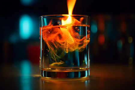 超火炫酷素材点燃烧杯烧杯中的液体背景