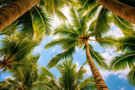 枝叶茂密大树高大的椰子树背景
